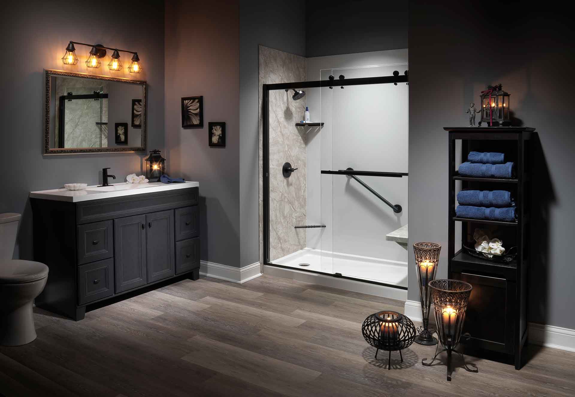 Dr. Bath Pompeii marble walk-in shower remodel
